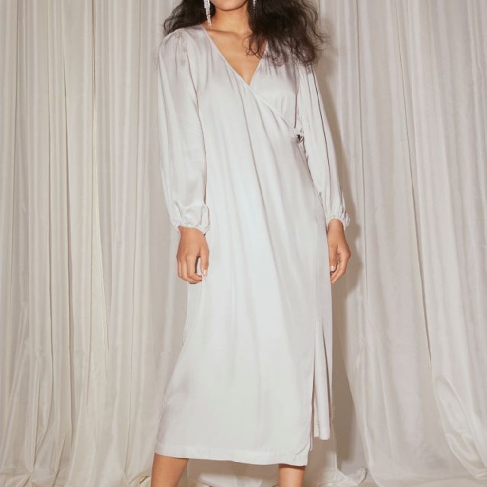 Satin wrap-front dress